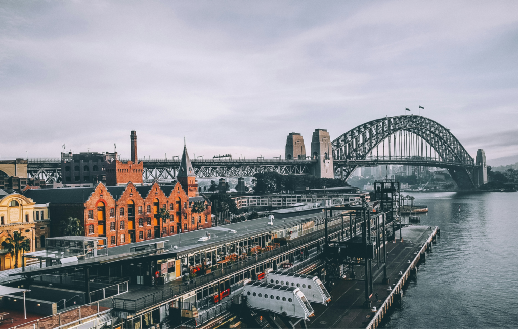 Sydney Harbour Bridge on a gloomy dday